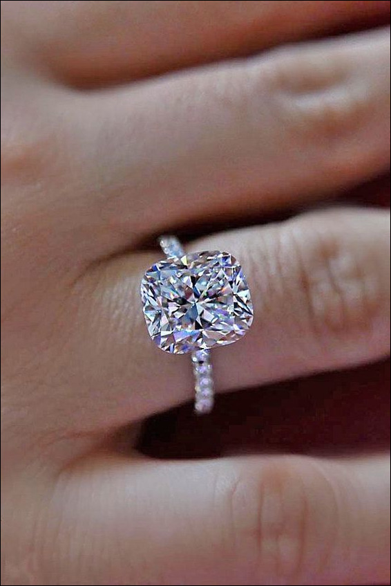 Elongated Cushion Cut Engagement Ring