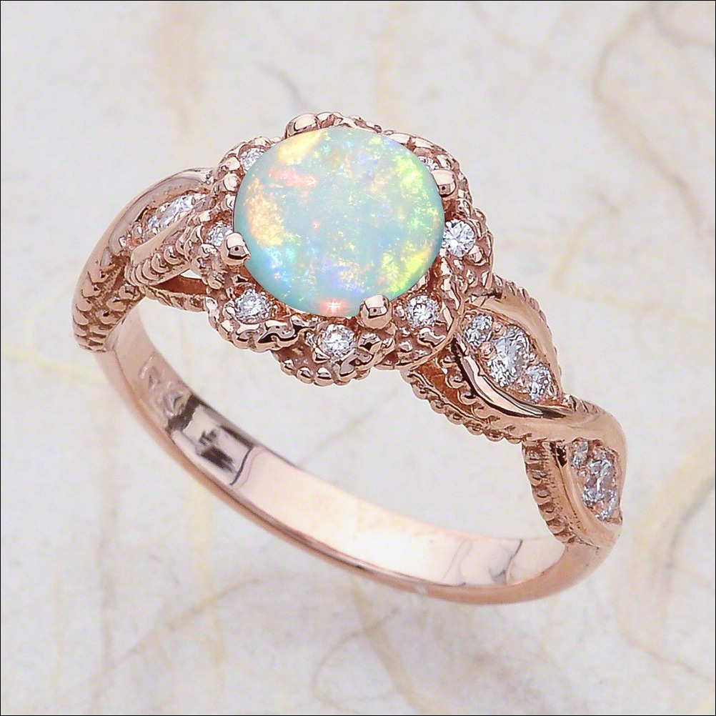 Opal Rose Gold Engagement Rings